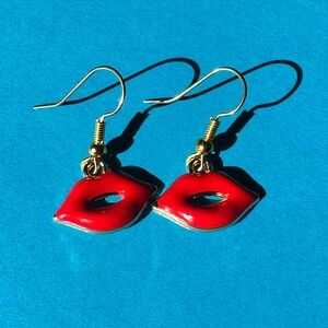 Red lip dangle earrings. Valentine’s Day gift